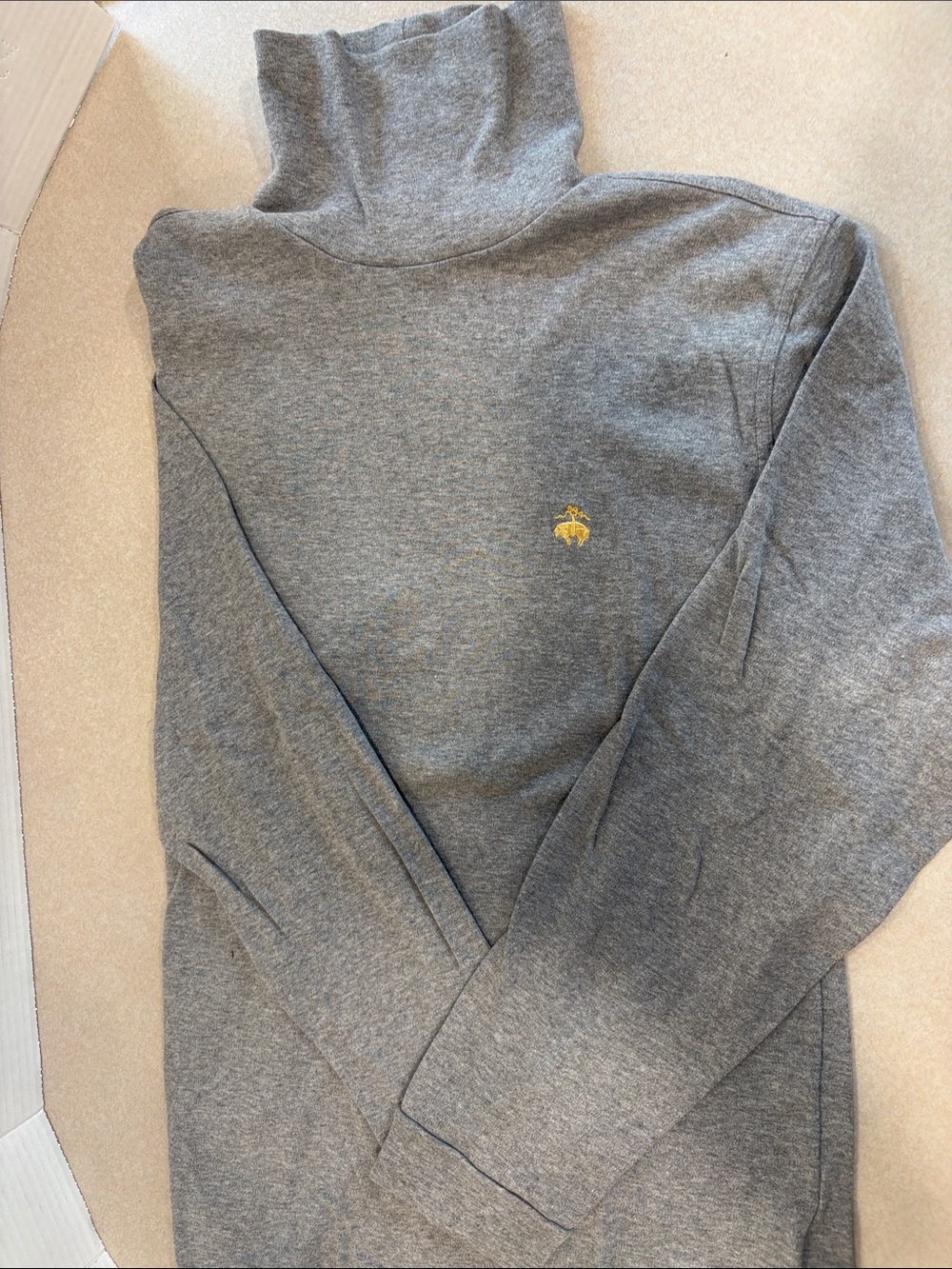Brooks brothers Men's Gray Turtleneck Sweater with Subtle Embroidery